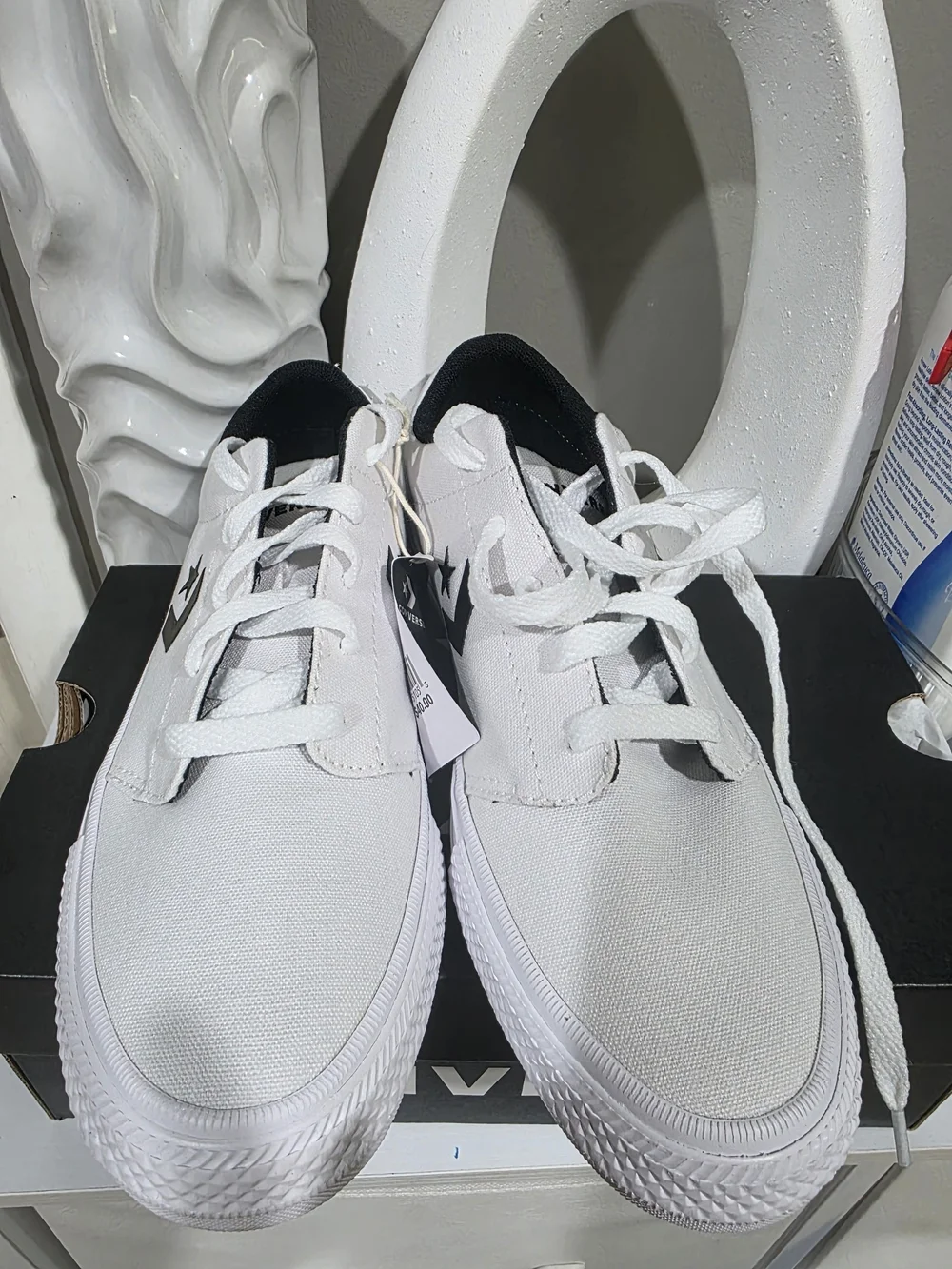 Converse Kids' White & Black Low-Top Canvas Sneakers